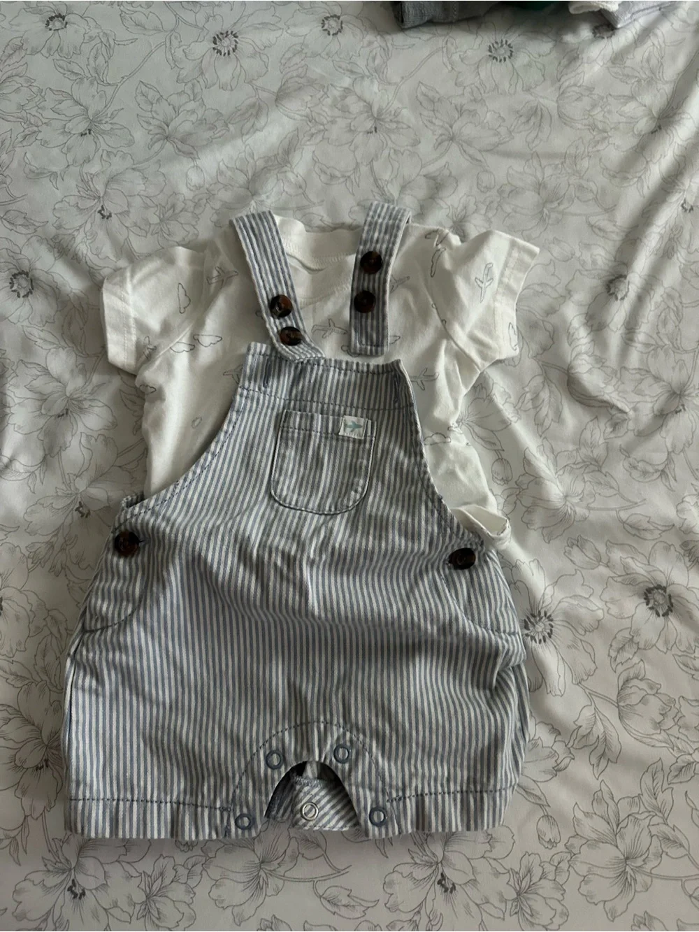 Baby Boy Neutral Outfit Bundle with Blue Sweater